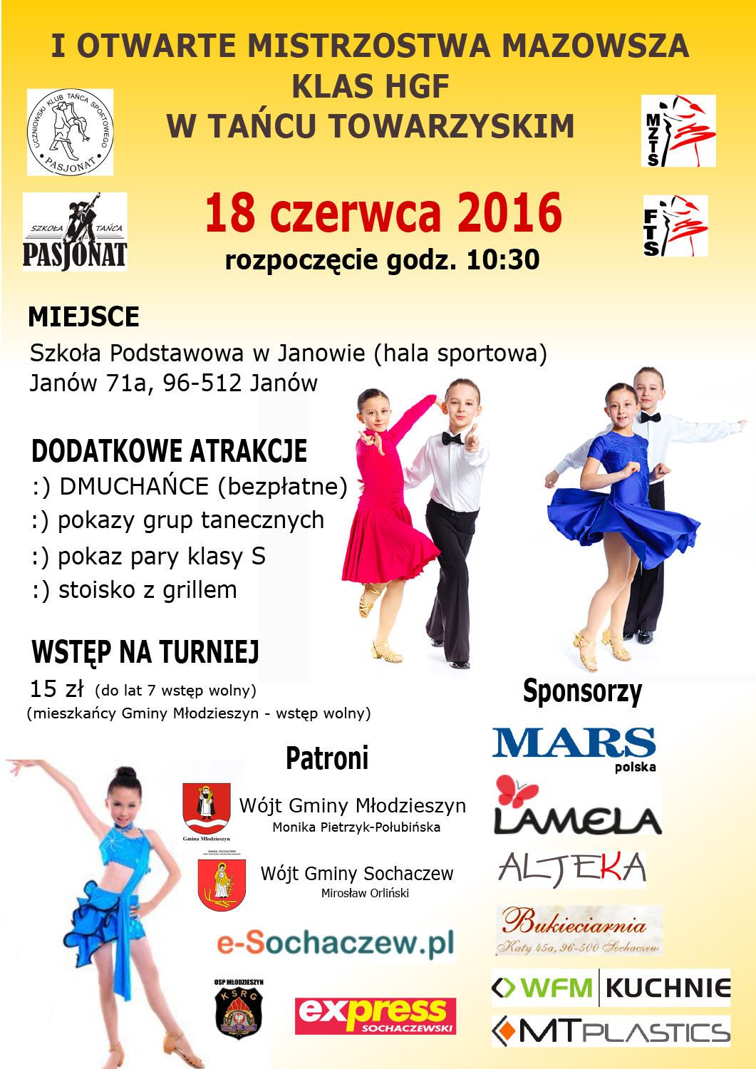 18.06.2016 - I OTWARTE MISTRZOSTWA MAZOWSZA KLAS HGF W TAŃCU TOWARZYSKIM