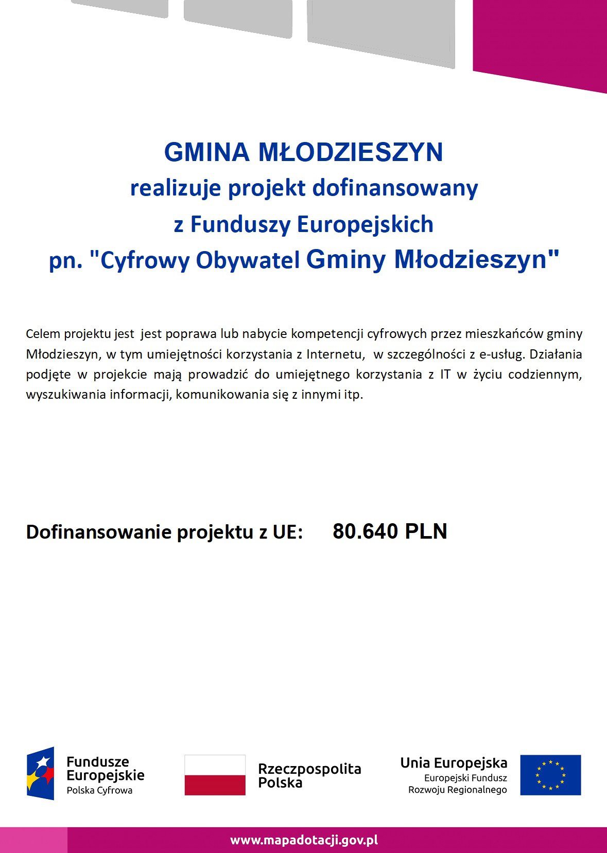 Trwają zgłoszenia do programu Cyfrowy Obywatel Gminy Młodzieszyn