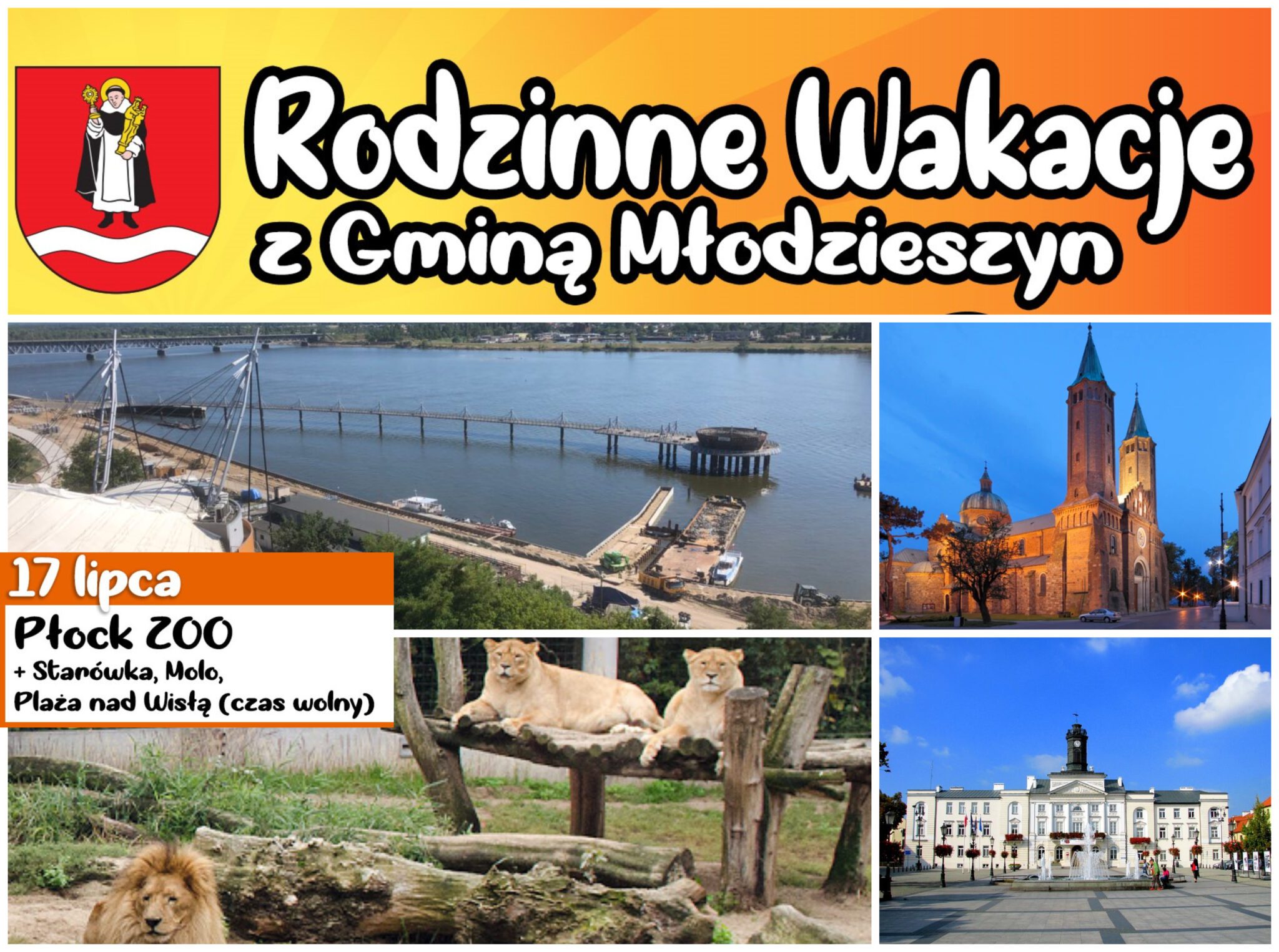Rodzinne wakacje z Gminą Młodzieszyn - szczegóły wyjazdu do Płocka 17 lipca 2021 r.