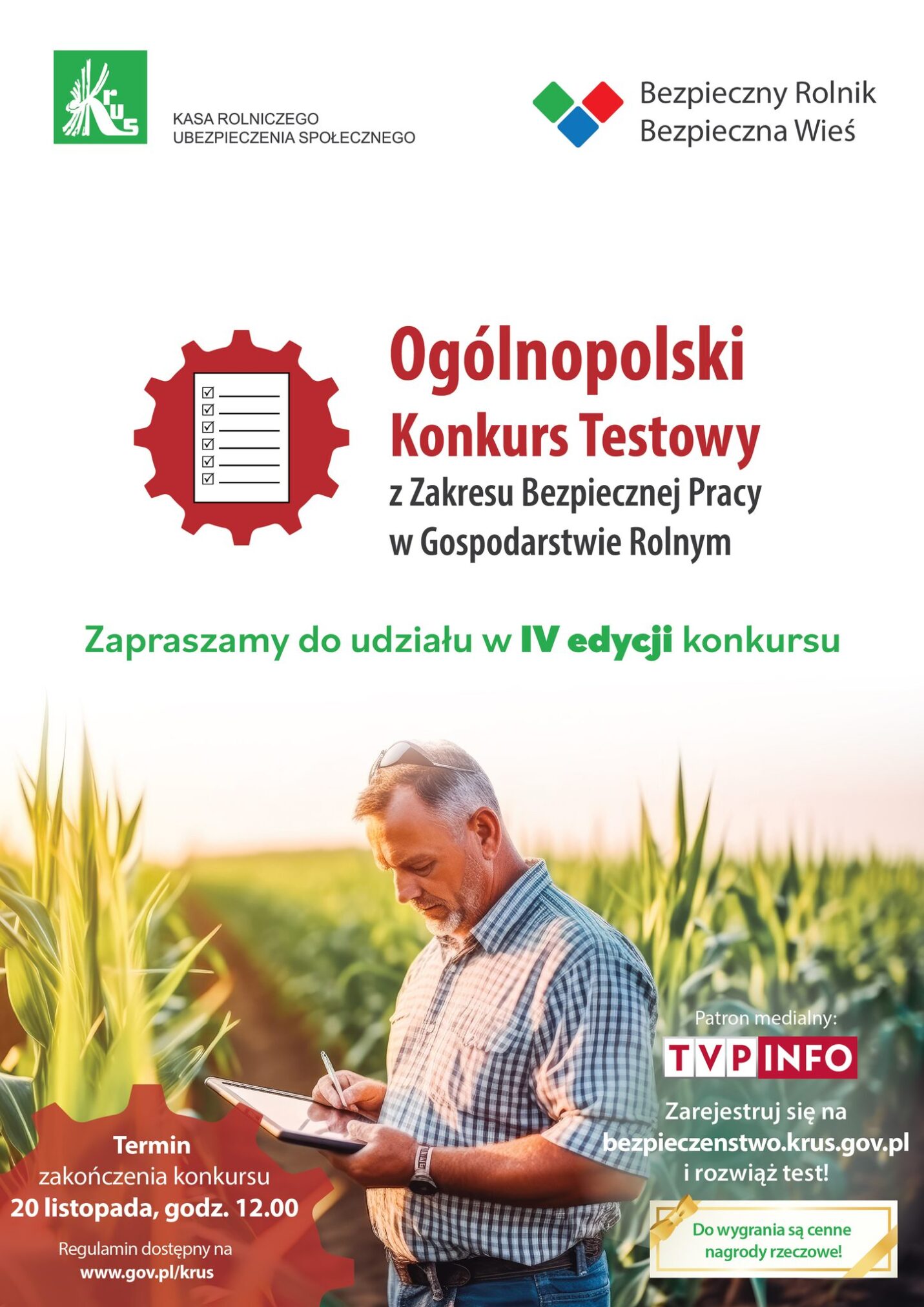 IV Ogólnopolski Konkurs Testowy z Zakresu Bezpiecznej Pracy w Gospodarstwie Rolnym „Bezpieczny Rolnik, Bezpieczna Wieś”