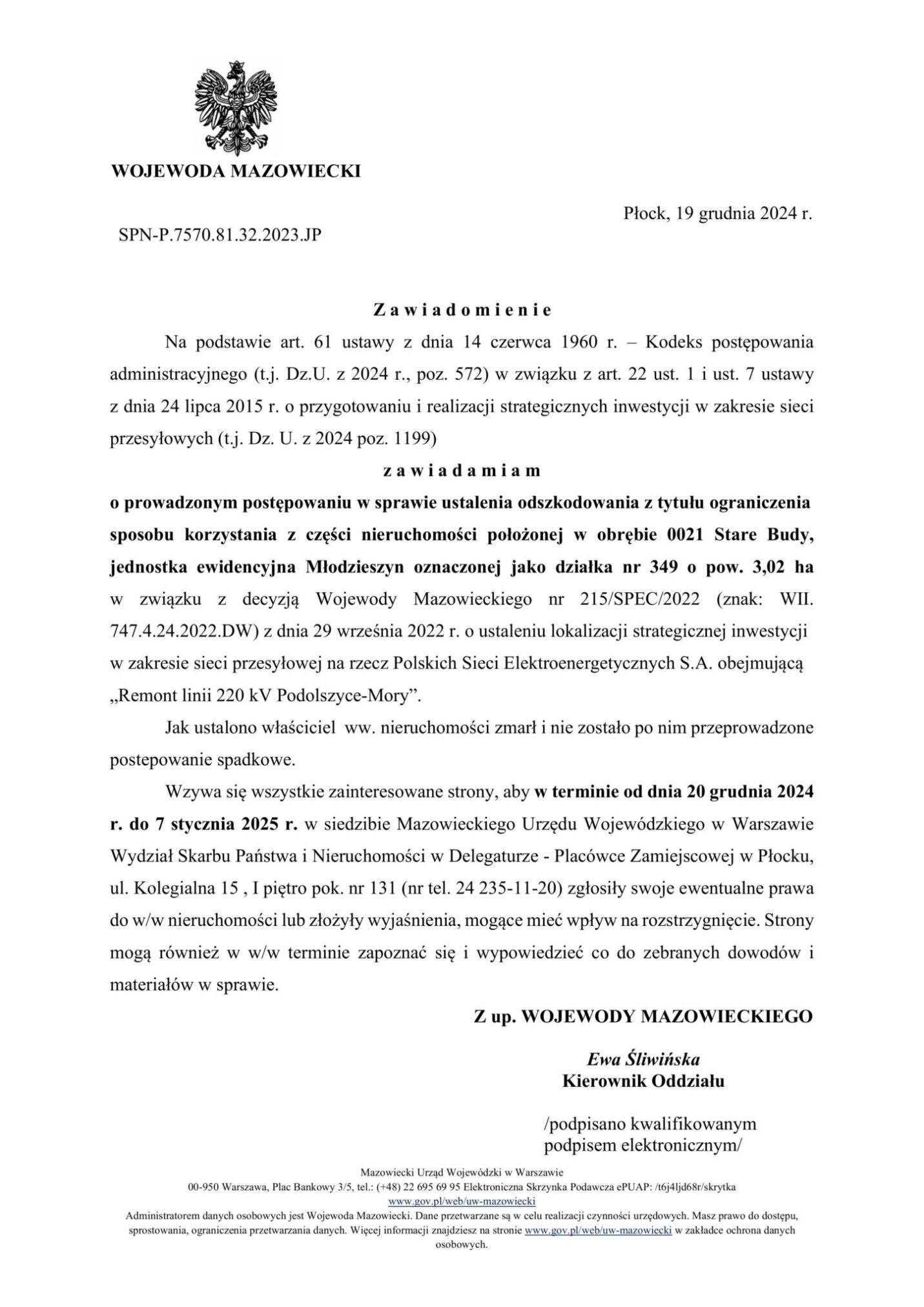 Informacja dotycząca zgłoszenia robót wiertniczych
